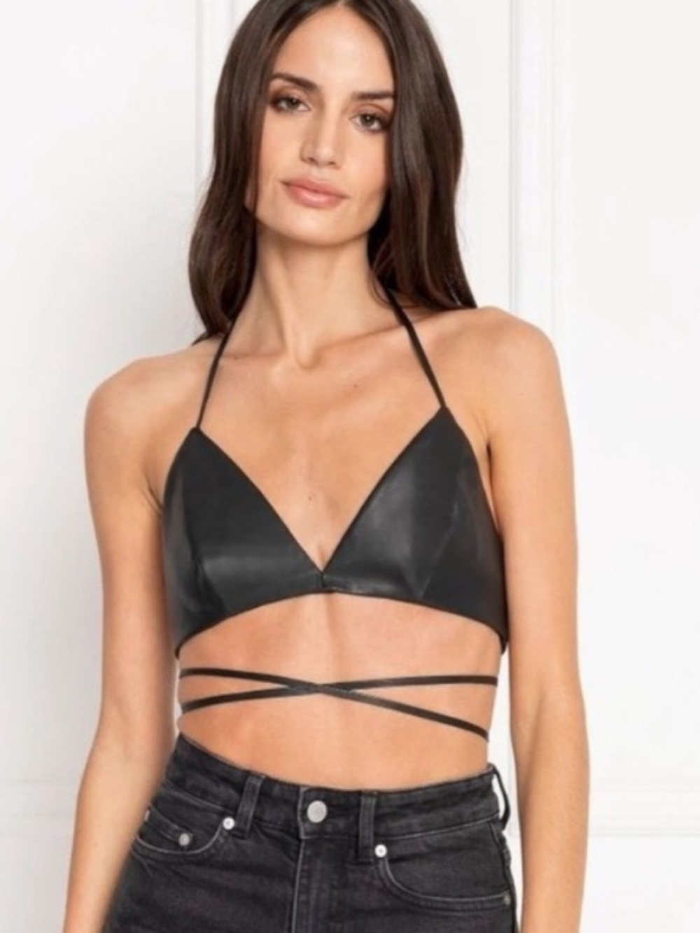 NWT LAMARQUE Leather Melka Top Black Women’s Medium